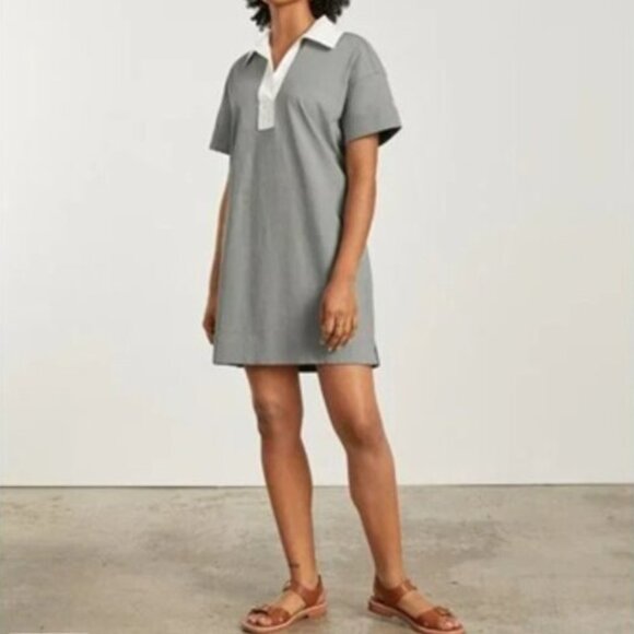 Everlane The Organic Cotton Short Sleeve Polo Mini Dress Sage Green White S - Picture 1 of 6